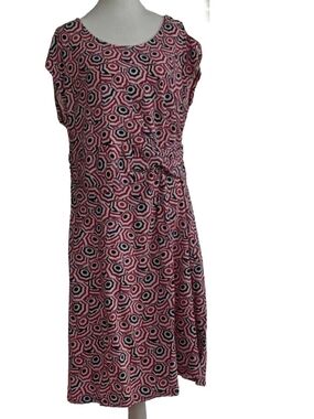 Lands End, Pink, Blue, White and Red, Cap-Sleeve Women's Dress